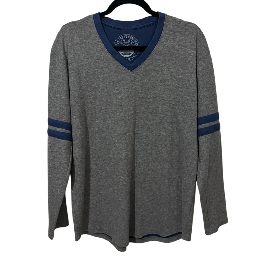 Lauren James Gray and Blue Long‎ Sleeve Tee